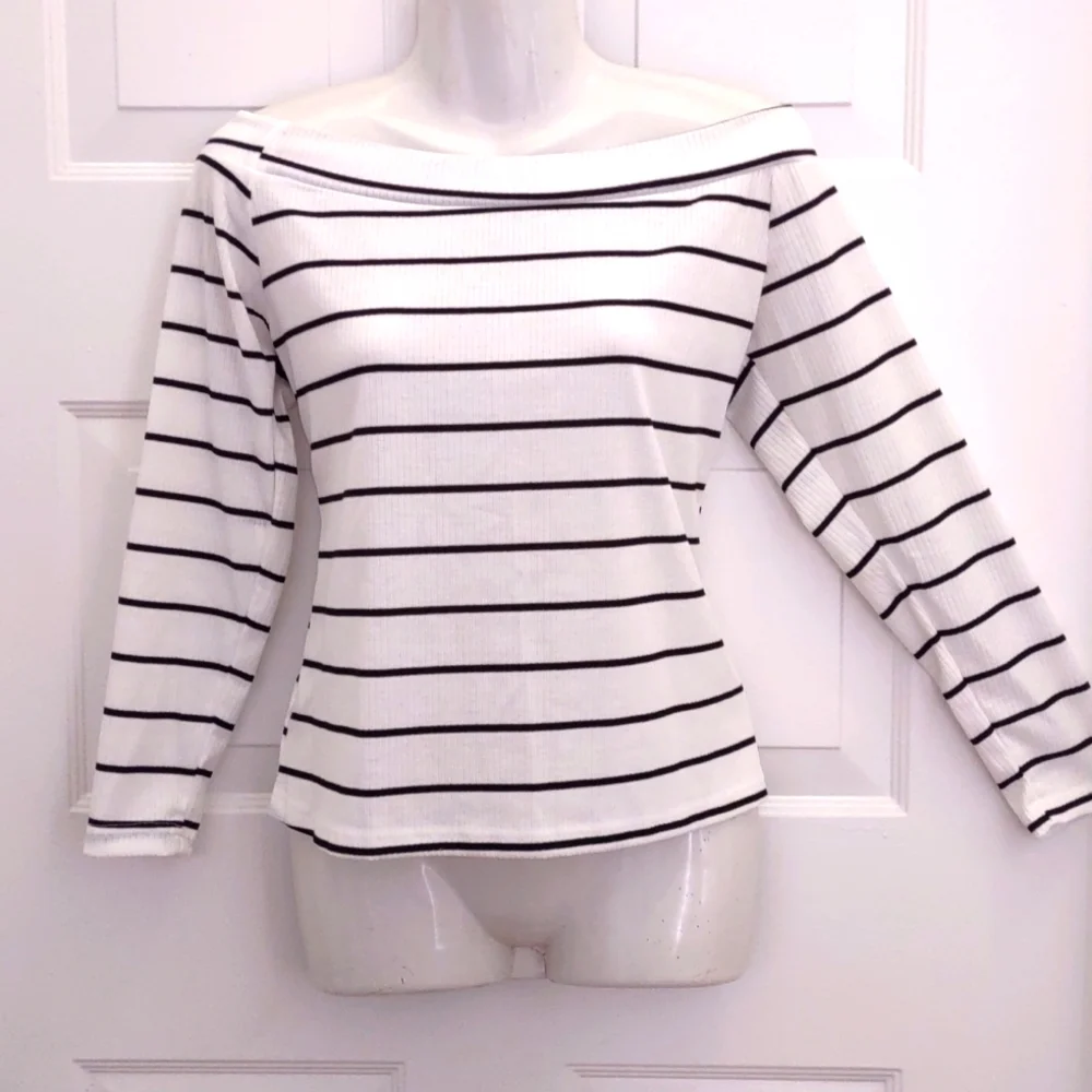 SheIn Off Shoulder Striped Top - Picture 1 of 3